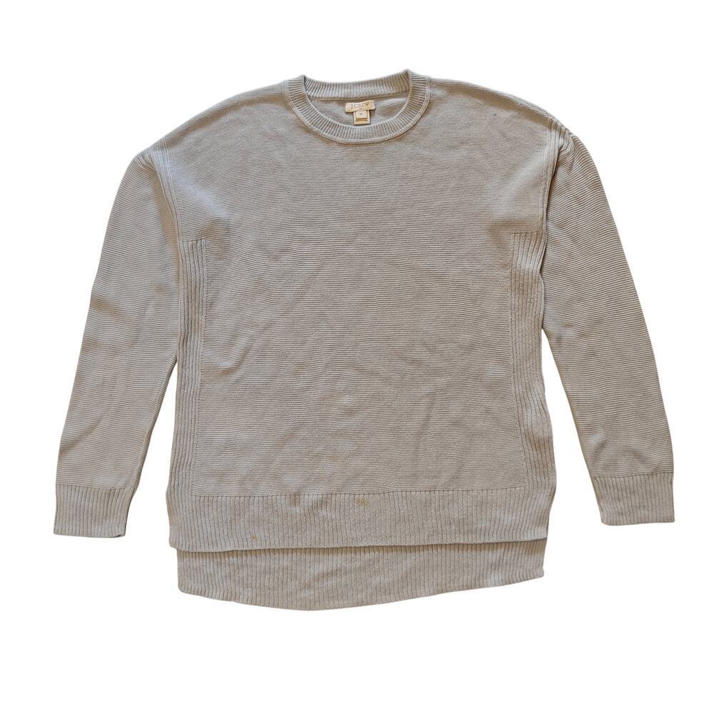 J.Crew XS 100% Cotton Crewneck Sweater Light Blue Ribbed Hem FA15